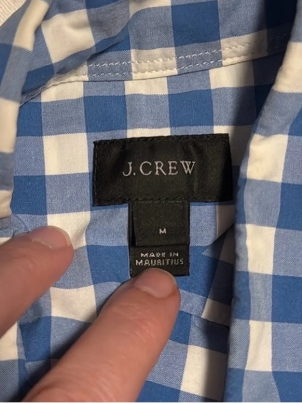 J. Crew Blue and White Gingham Button-Down Shirt